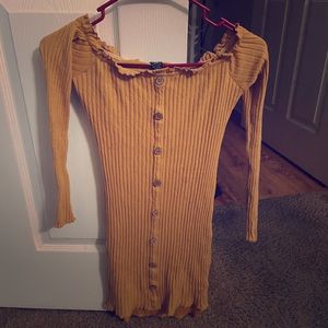 Off shoulder mustard color dress